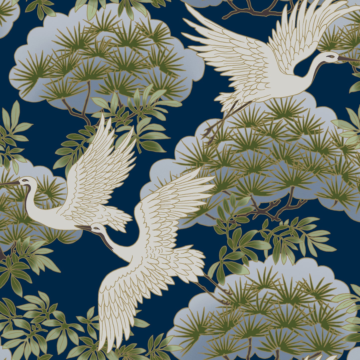 ZA8007 - Ronald Redding Tea Garden Ii Wallpaper Sprig & Heron