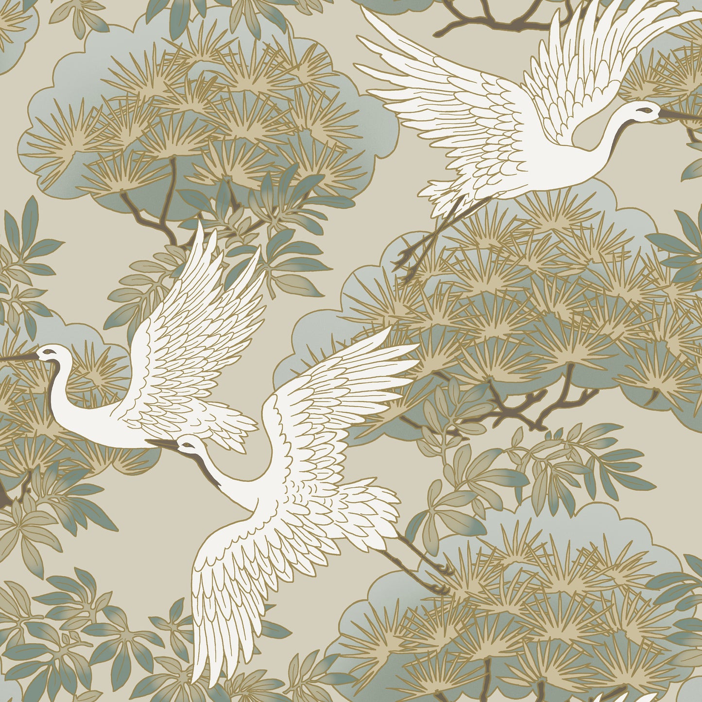 ZA8009 - Ronald Redding Tea Garden Ii Wallpaper Sprig & Heron