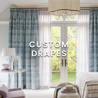 Custom drapes at Calico. Pleated drapes. Butterfly pleated. Pinch pleated drapes.