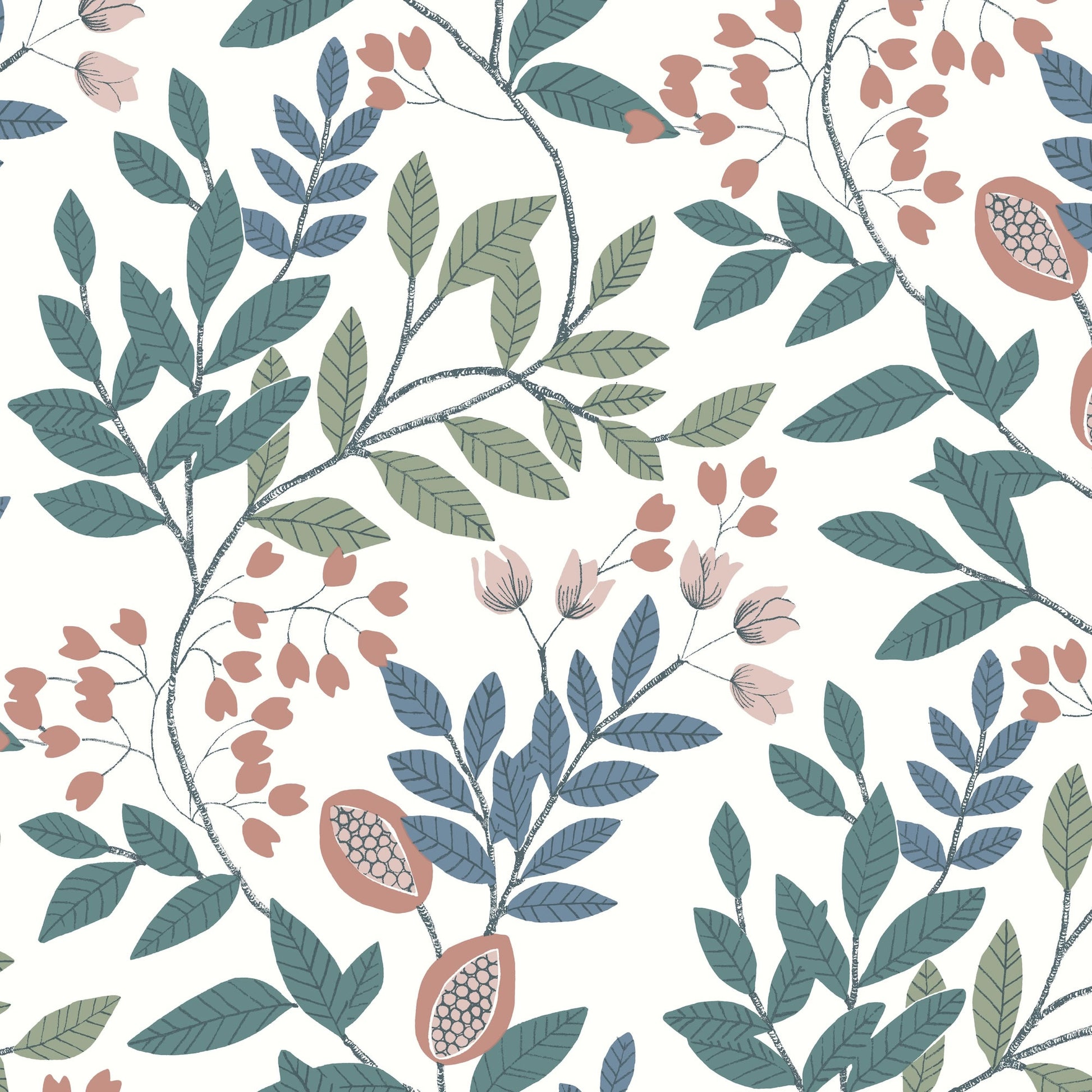 MN1843  - Mediterranean Wallpaper - Eden Retreat