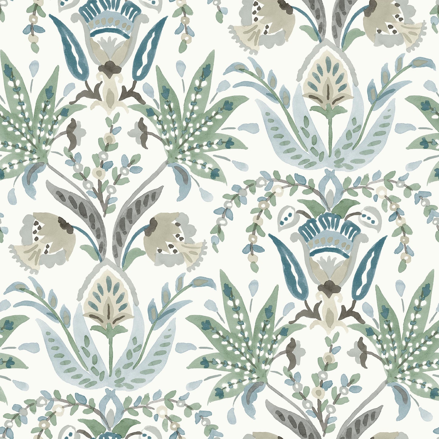 MN1910 - Mediterranean Wallpaper - Seaside Jacobean