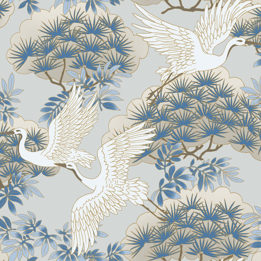 AF6591 - Ronald Redding Tea Garden Ii Wallpaper Sprig & Heron