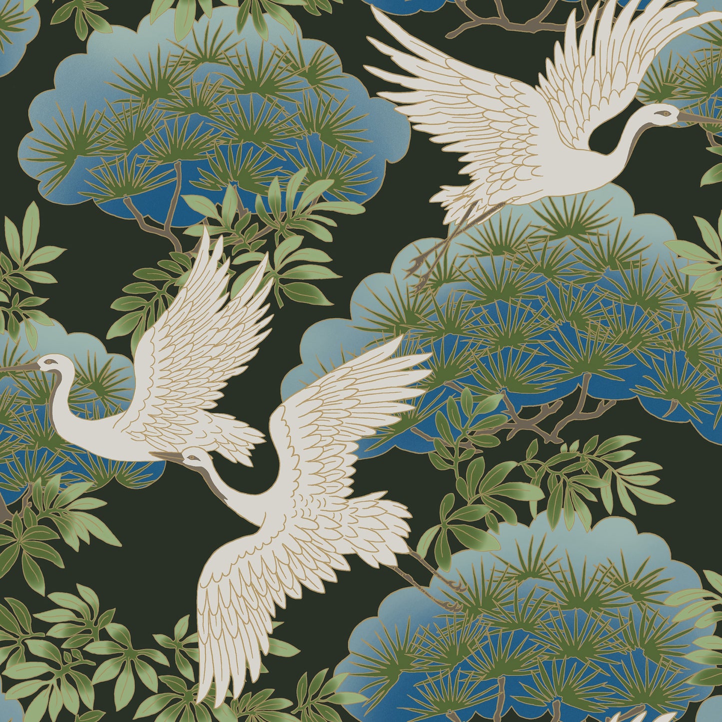 AF6593 - Ronald Redding Tea Garden Ii Wallpaper Sprig & Heron