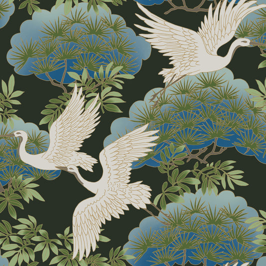AF6593 - Ronald Redding Tea Garden Ii Wallpaper Sprig & Heron