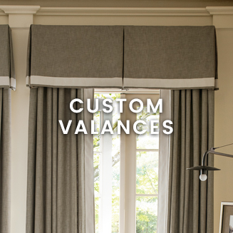 Custom valances at Calico. Pleated valances.